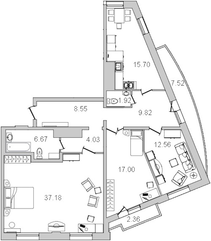 3-комнатная квартира 116 м², 25/25 эт., ЖК «Лондон Парк»